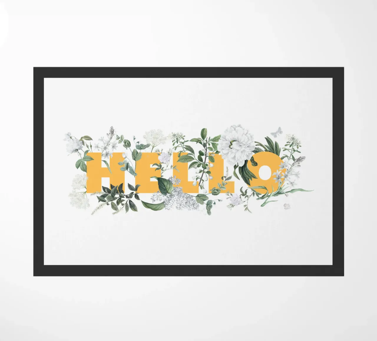 Hello Fleurs & Insectes Jaune Blanc paillasson de Studio Frances M