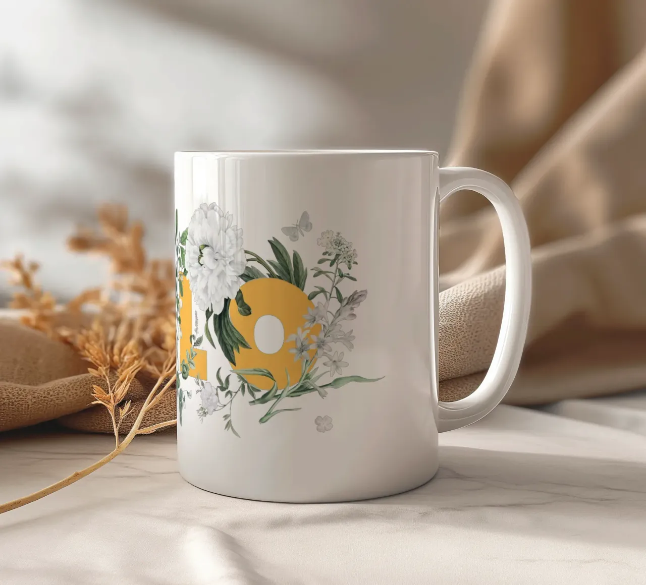 Ciao Fiori e Insetti Giallo Bianco tazza in ceramica da Studio Frances M