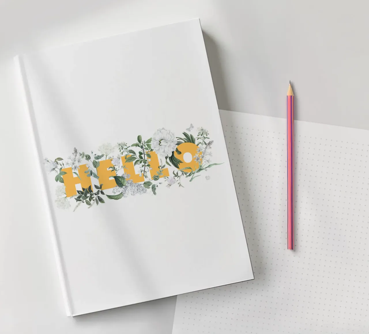 Hello Fleurs & Insectes Jaune Blanc carnet de notes de Studio Frances M