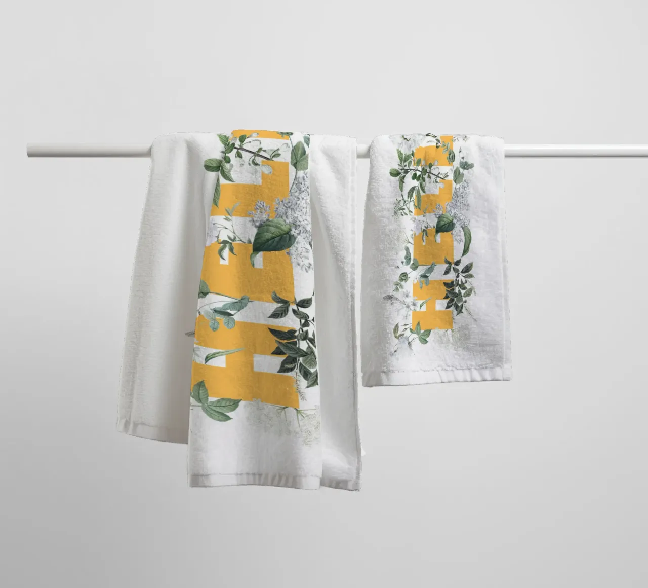 Hello Fleurs & Insectes Jaune Blanc serviette de bain de Studio Frances M