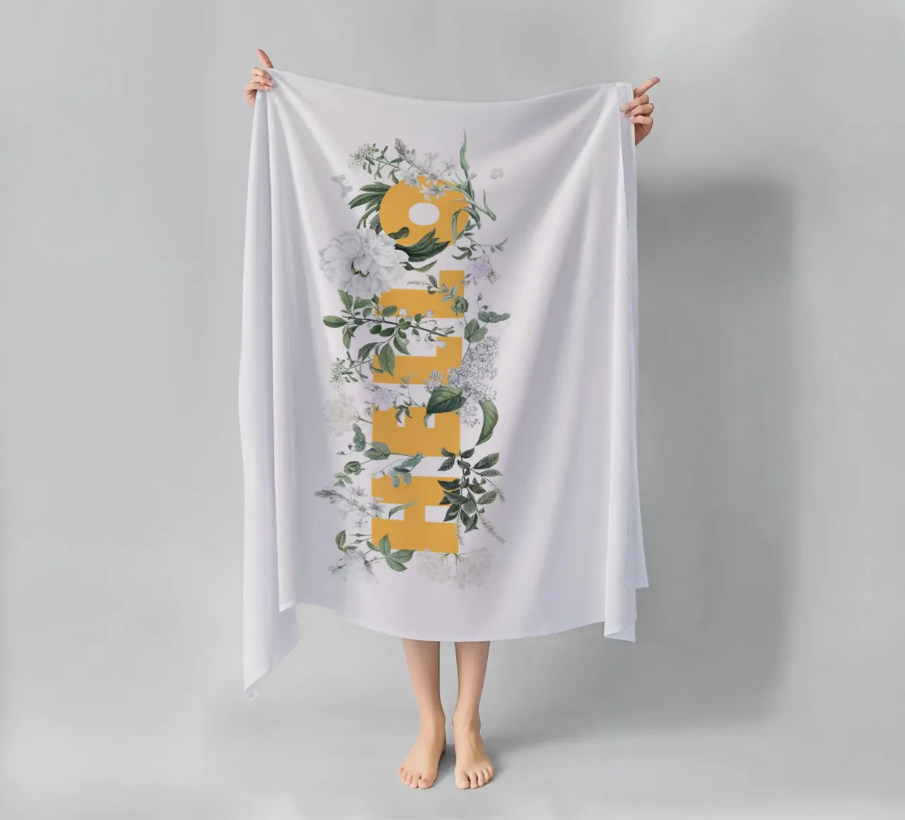 Ciao Fiori e Insetti Giallo Bianco telo mare da Studio Frances M