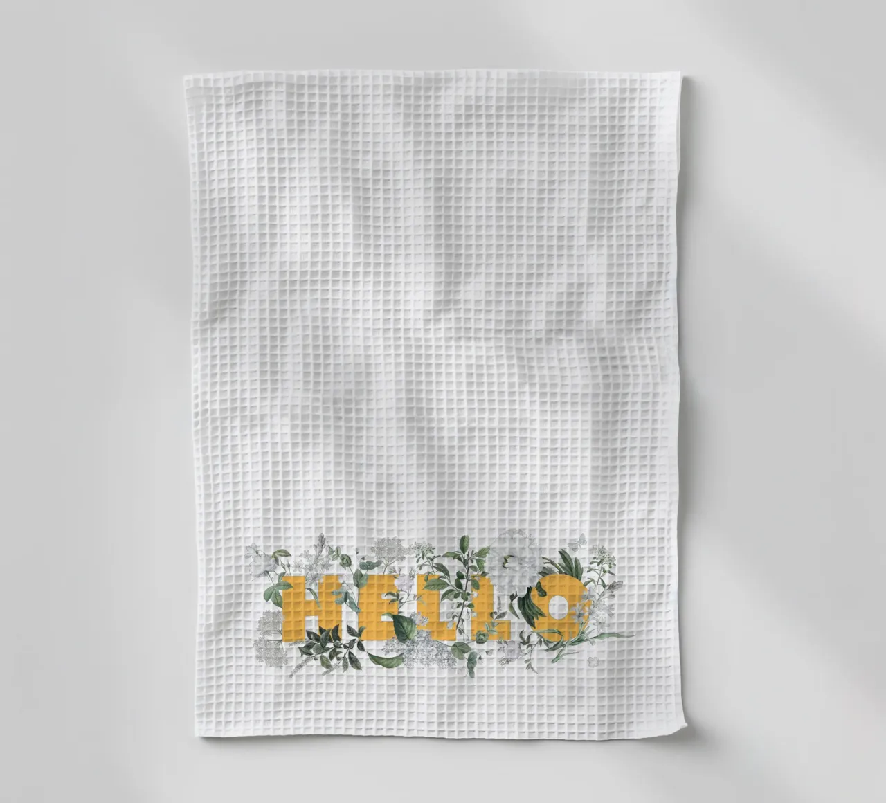 Hello Fleurs & Insectes Jaune Blanc torchon de Studio Frances M