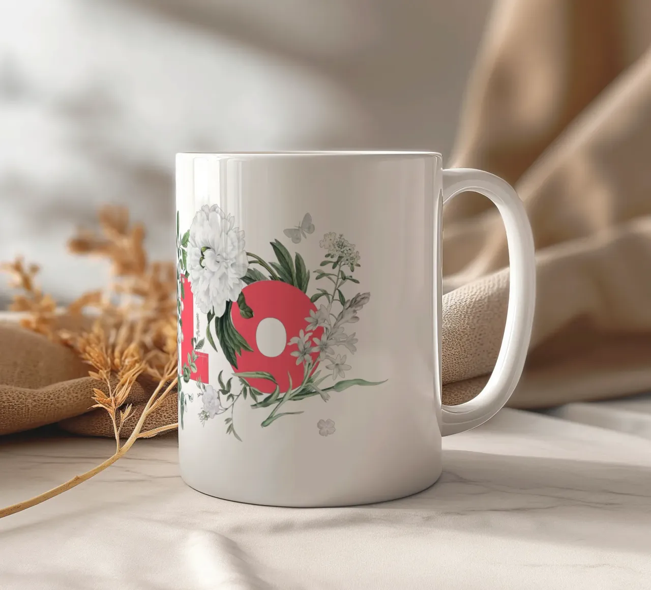 Ciao Fiori e Insetti Rosso Bianco tazza in ceramica da Studio Frances M