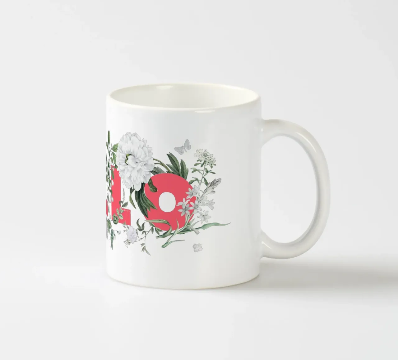 Ciao Fiori e Insetti Rosso Bianco tazza in ceramica da Studio Frances M