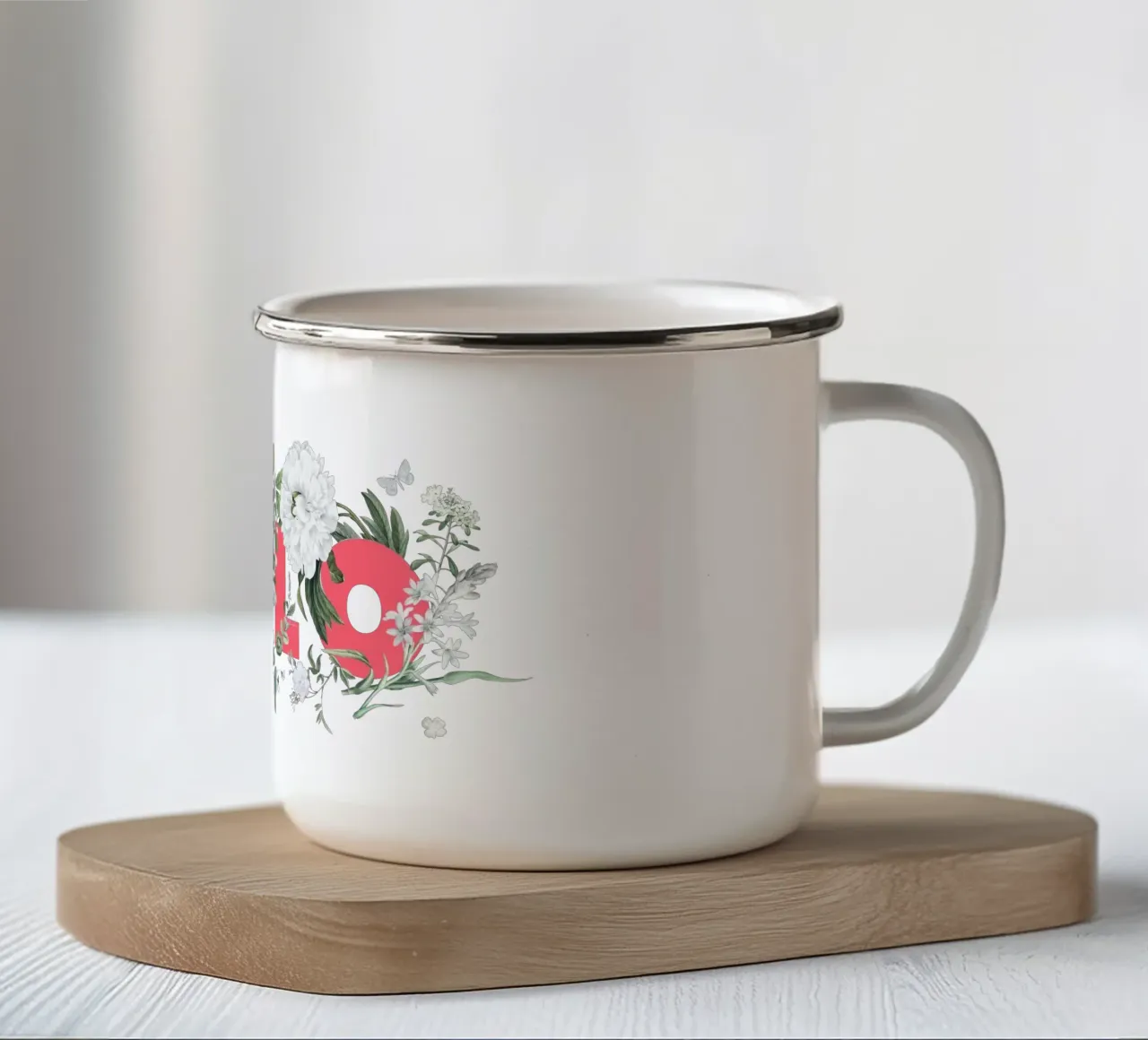 Ciao Fiori e Insetti Rosso Bianco tazza in smalto da Studio Frances M
