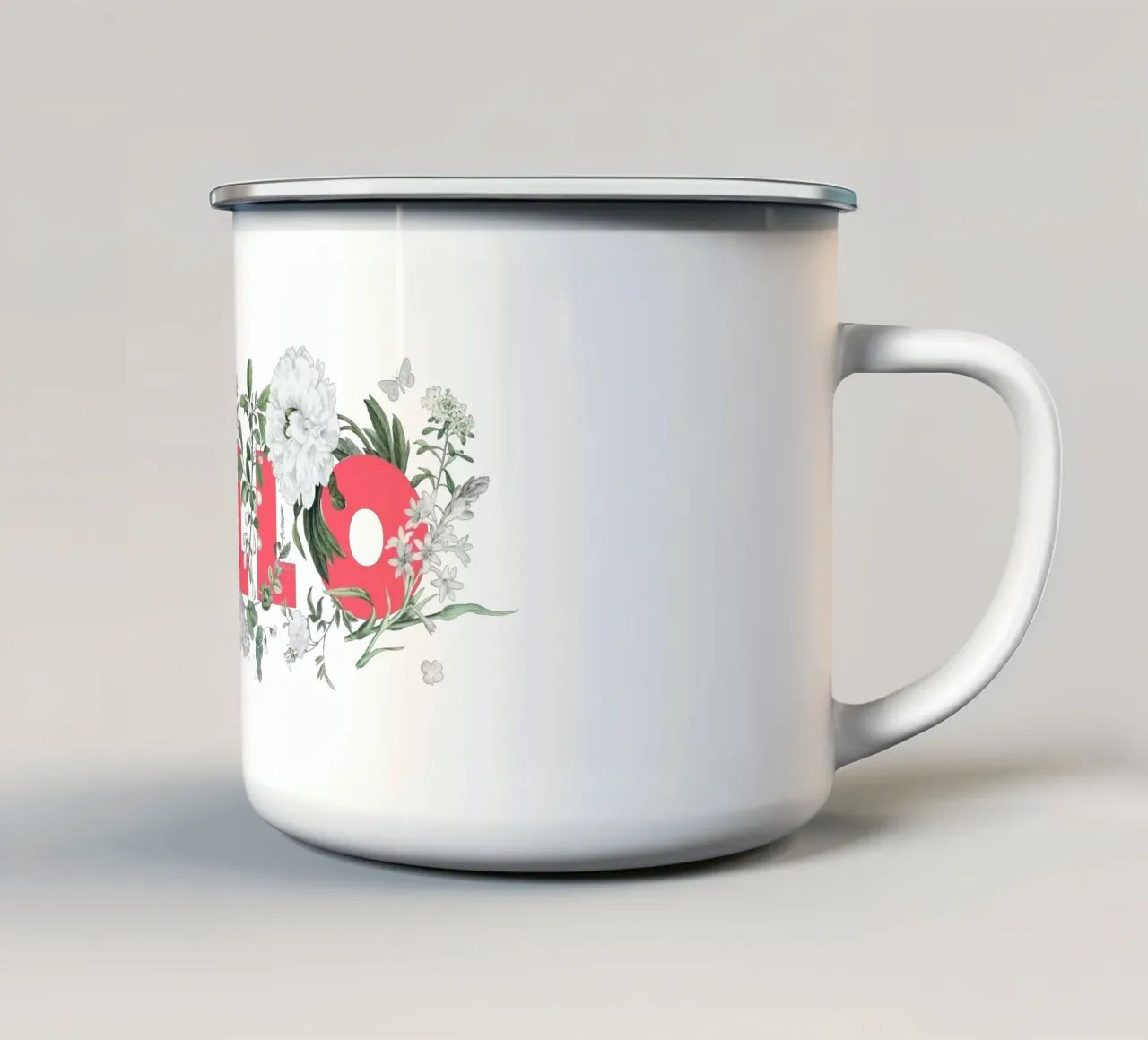 Ciao Fiori e Insetti Rosso Bianco tazza in smalto da Studio Frances M