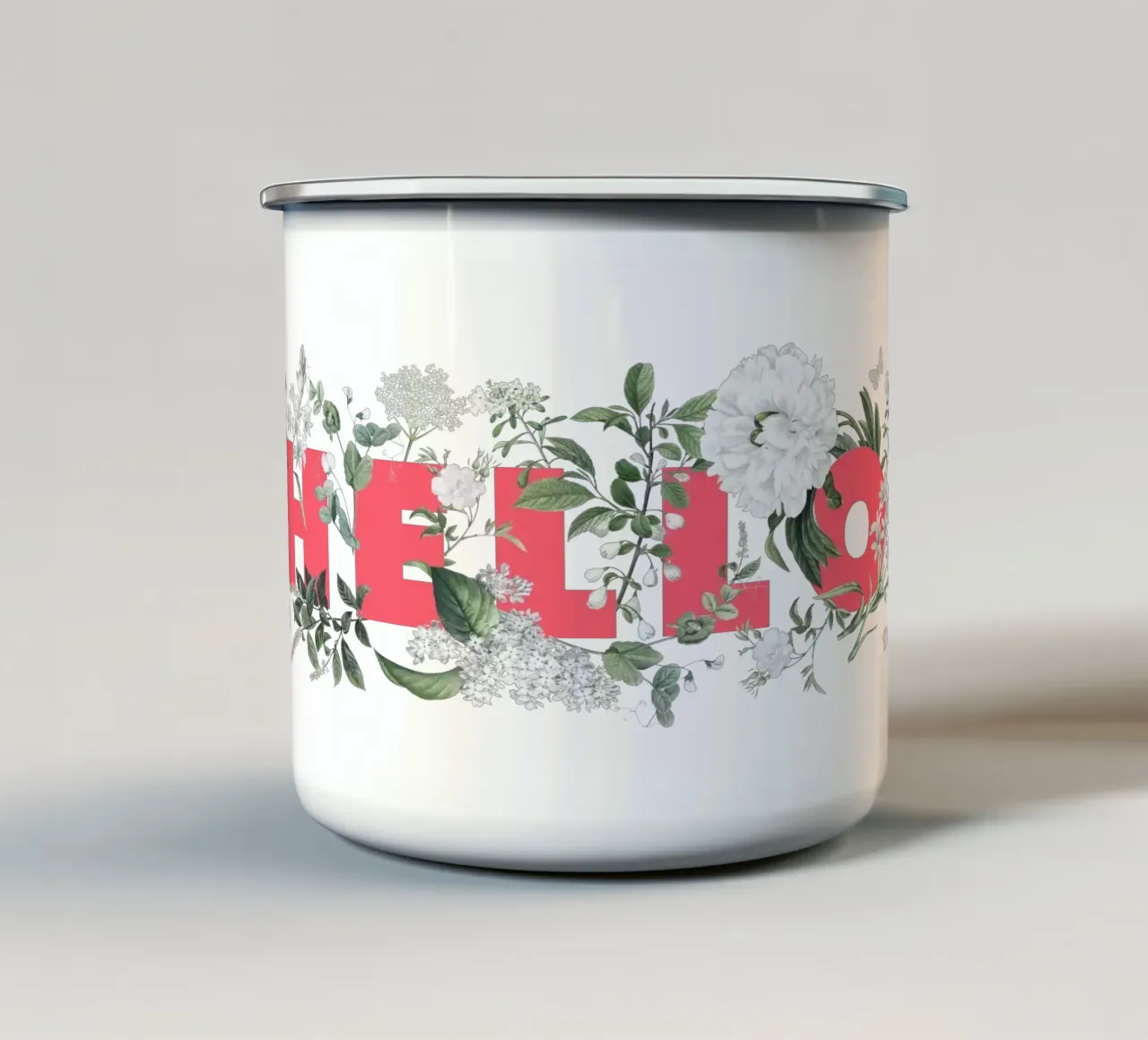 Ciao Fiori e Insetti Rosso Bianco tazza in smalto da Studio Frances M