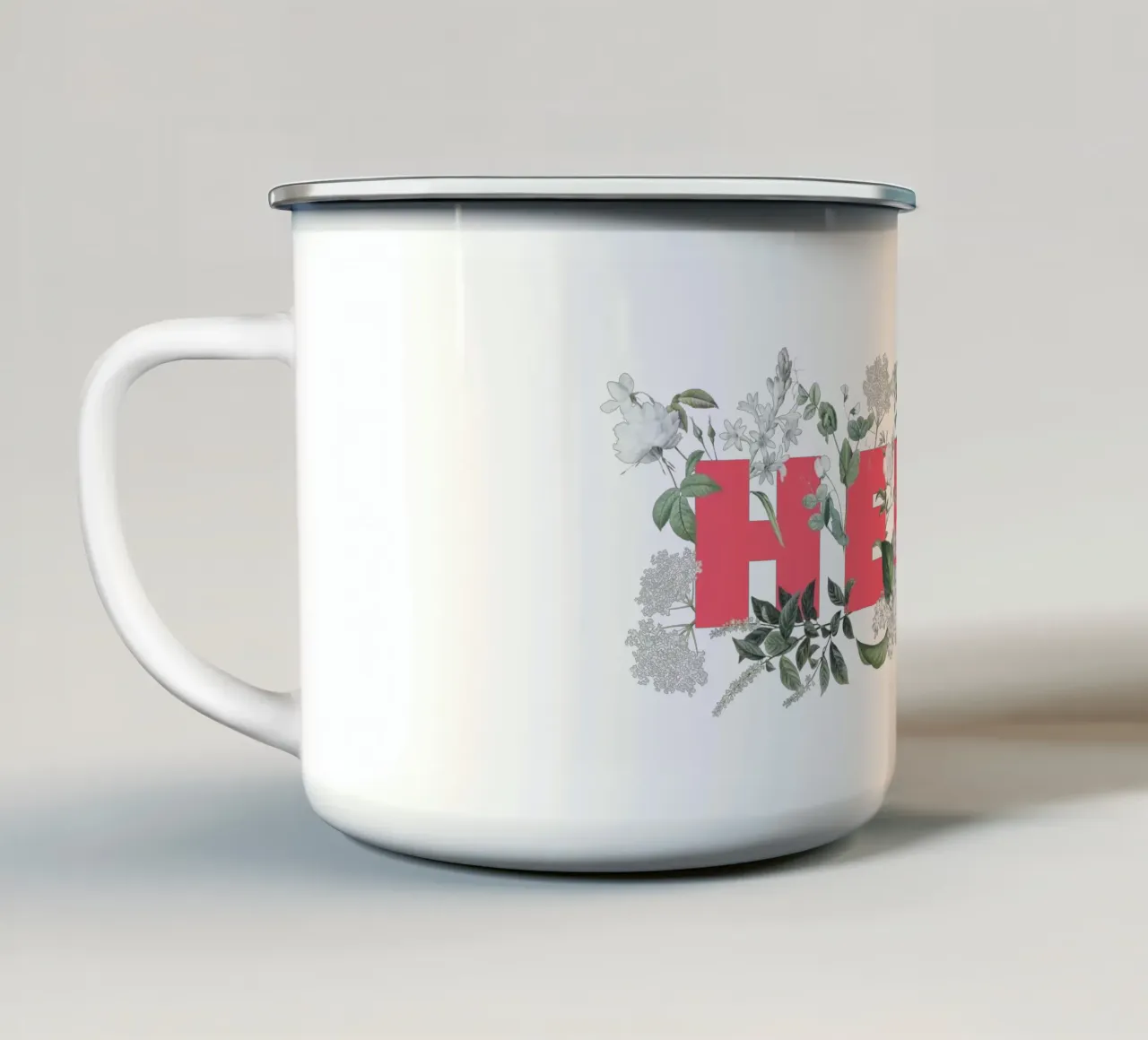 Ciao Fiori e Insetti Rosso Bianco tazza in smalto da Studio Frances M