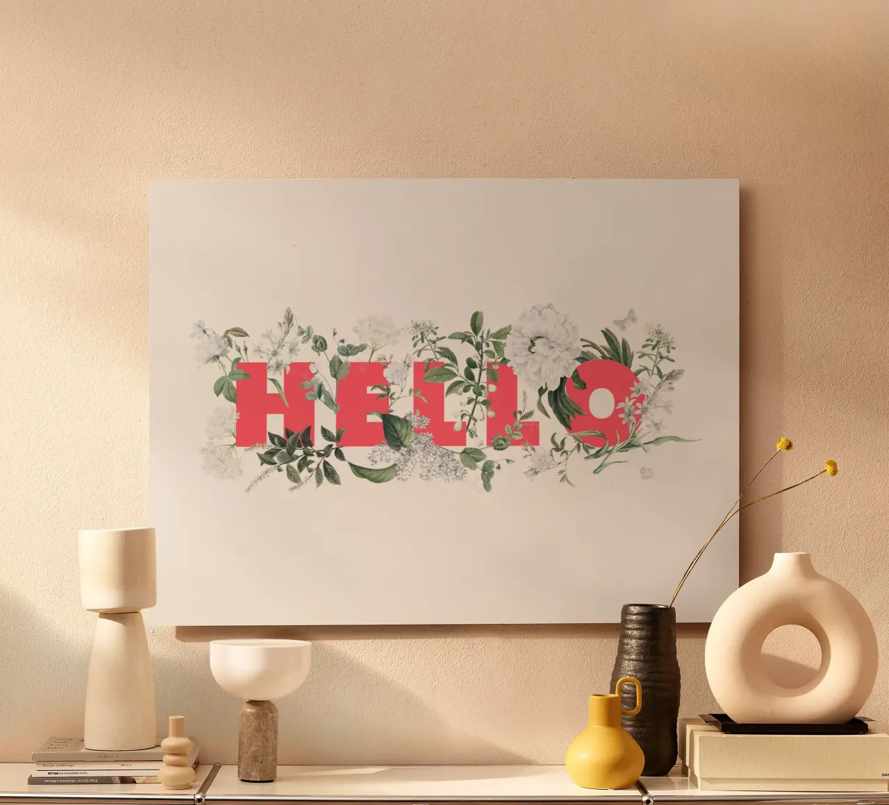 Ciao Fiori e Insetti Rosso Bianco alluminio dibond da Studio Frances M