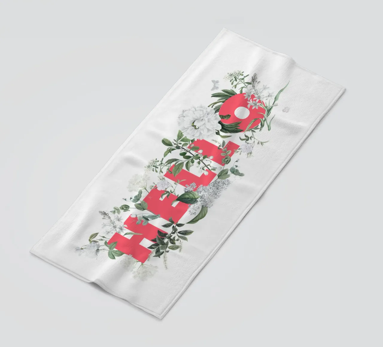 Ciao Fiori e Insetti Rosso Bianco telo mare da Studio Frances M