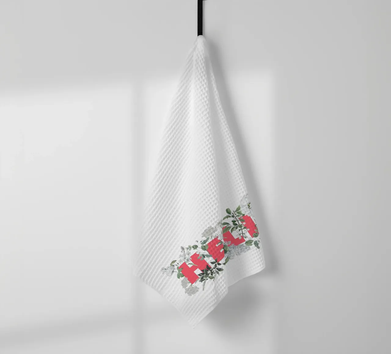 Ciao Fiori e Insetti Rosso Bianco canovaccio da cucina da Studio Frances M