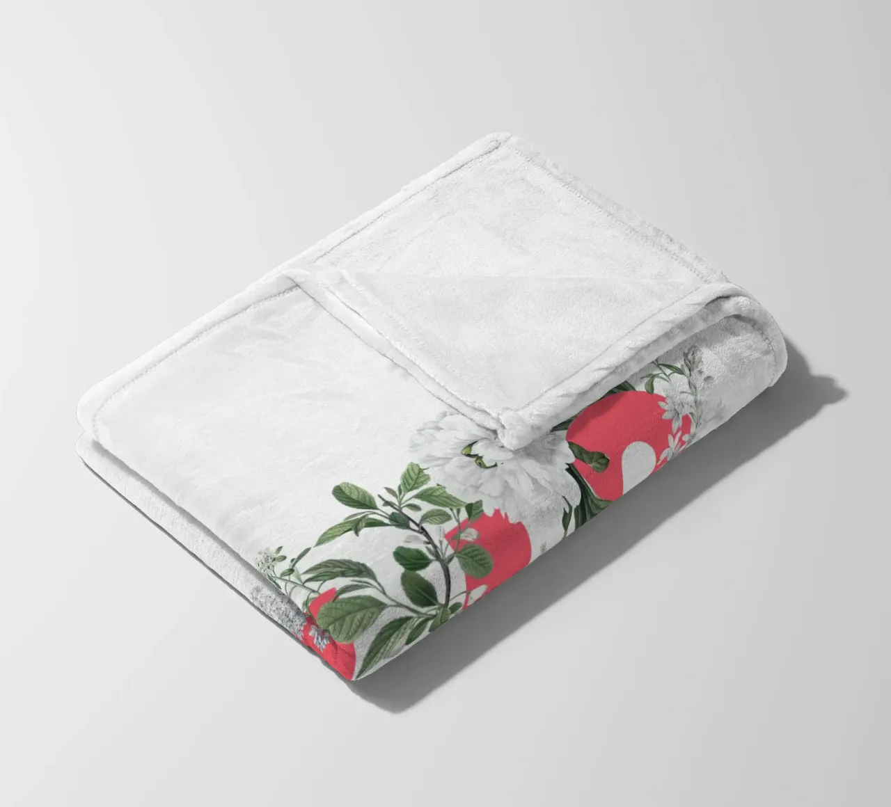 Ciao Fiori e Insetti Rosso Bianco coperta in pile da Studio Frances M