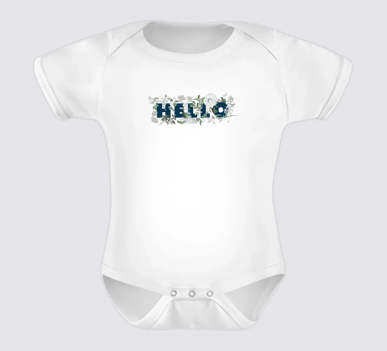 Ciao Fiori e Insetti Blu Bianco body neonato maniche corte da Studio Frances M