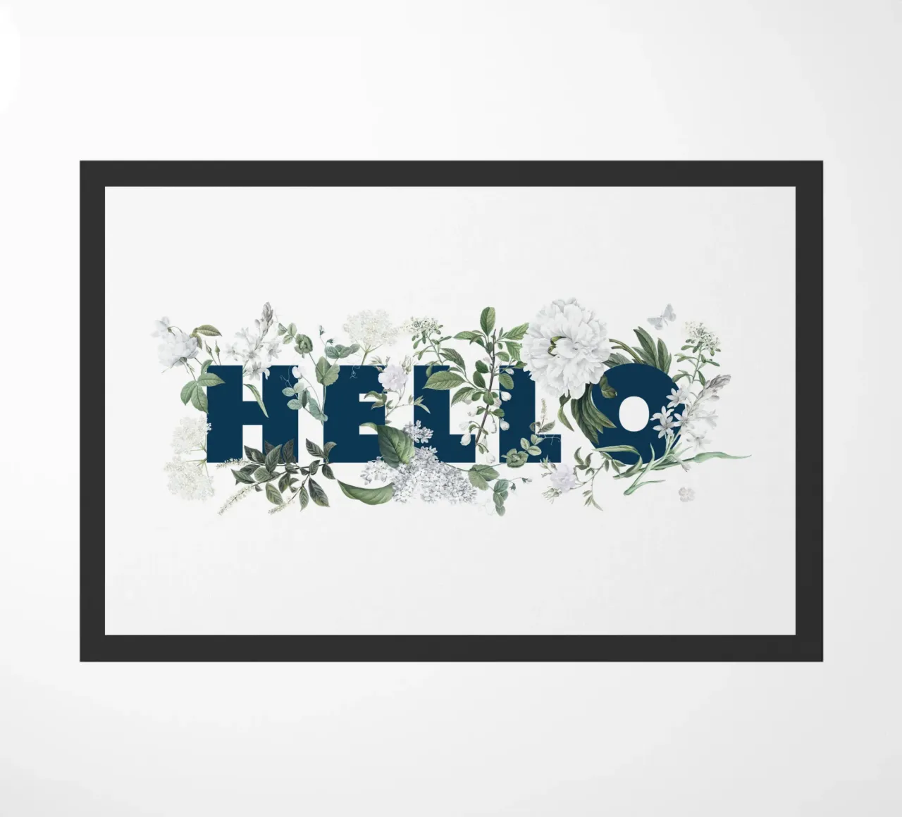Ciao Fiori e Insetti Blu Bianco zerbino da Studio Frances M