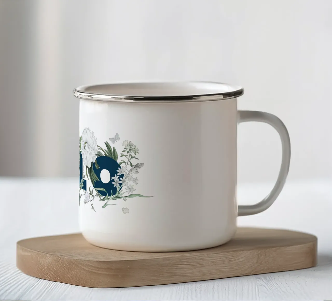 Ciao Fiori e Insetti Blu Bianco tazza in smalto da Studio Frances M