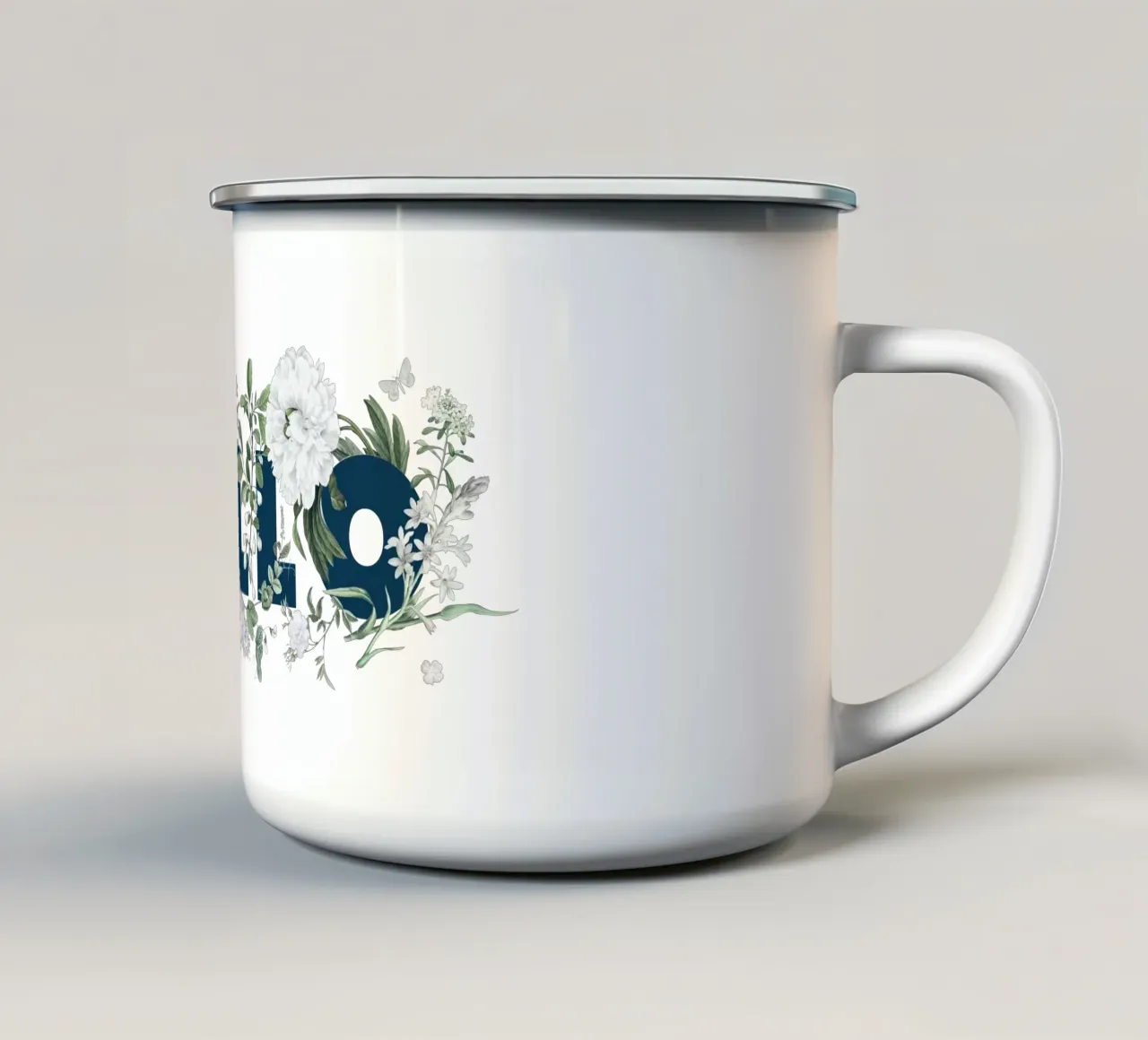 Ciao Fiori e Insetti Blu Bianco tazza in smalto da Studio Frances M