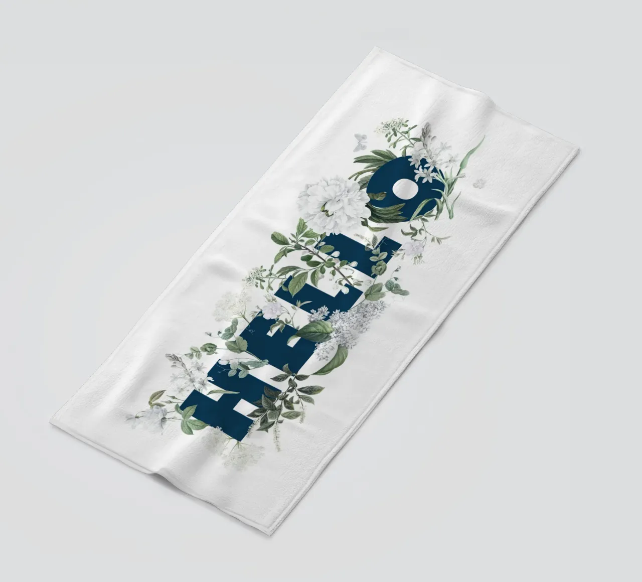 Ciao Fiori e Insetti Blu Bianco telo mare da Studio Frances M