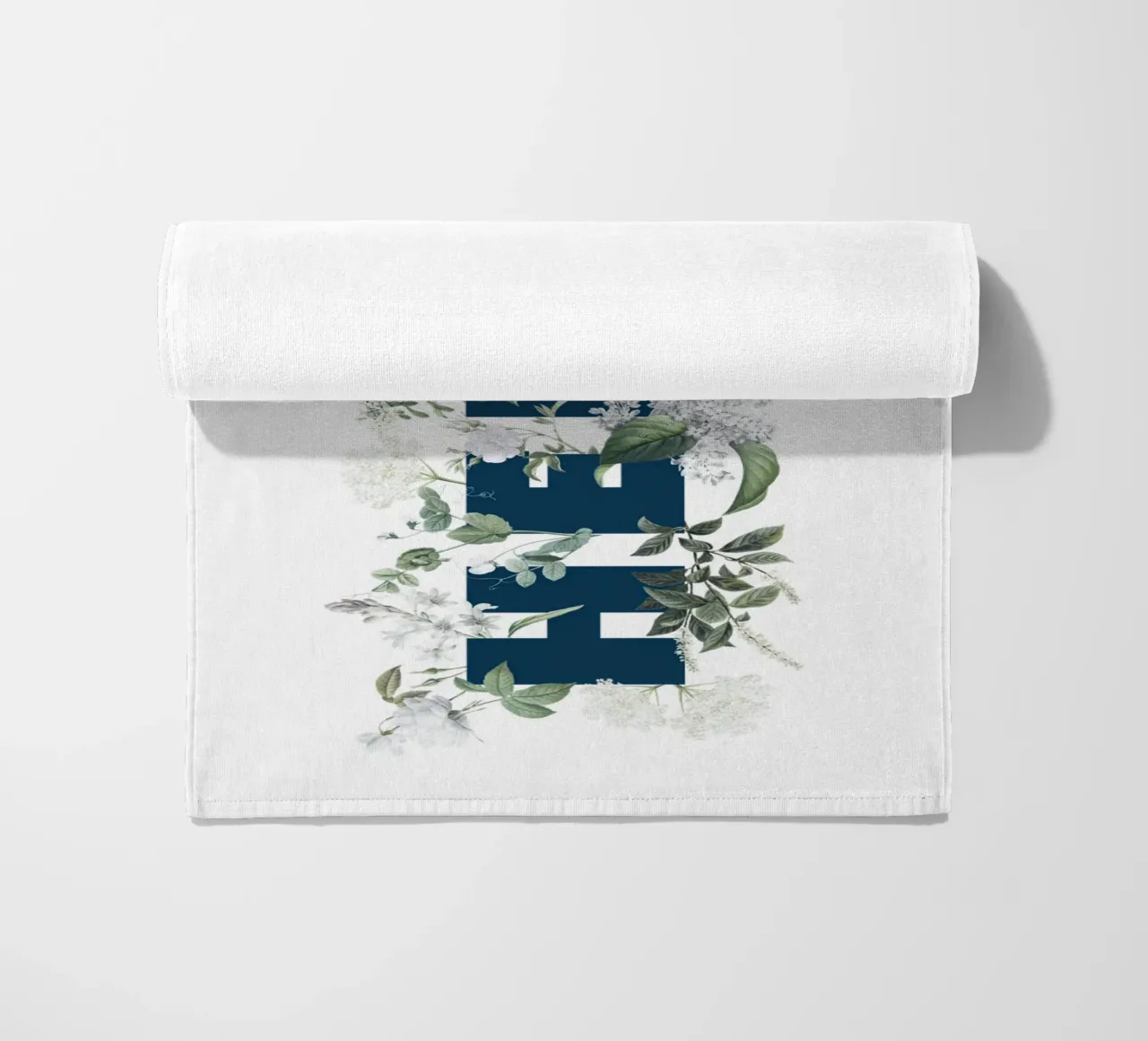 Ciao Fiori e Insetti Blu Bianco telo mare da Studio Frances M