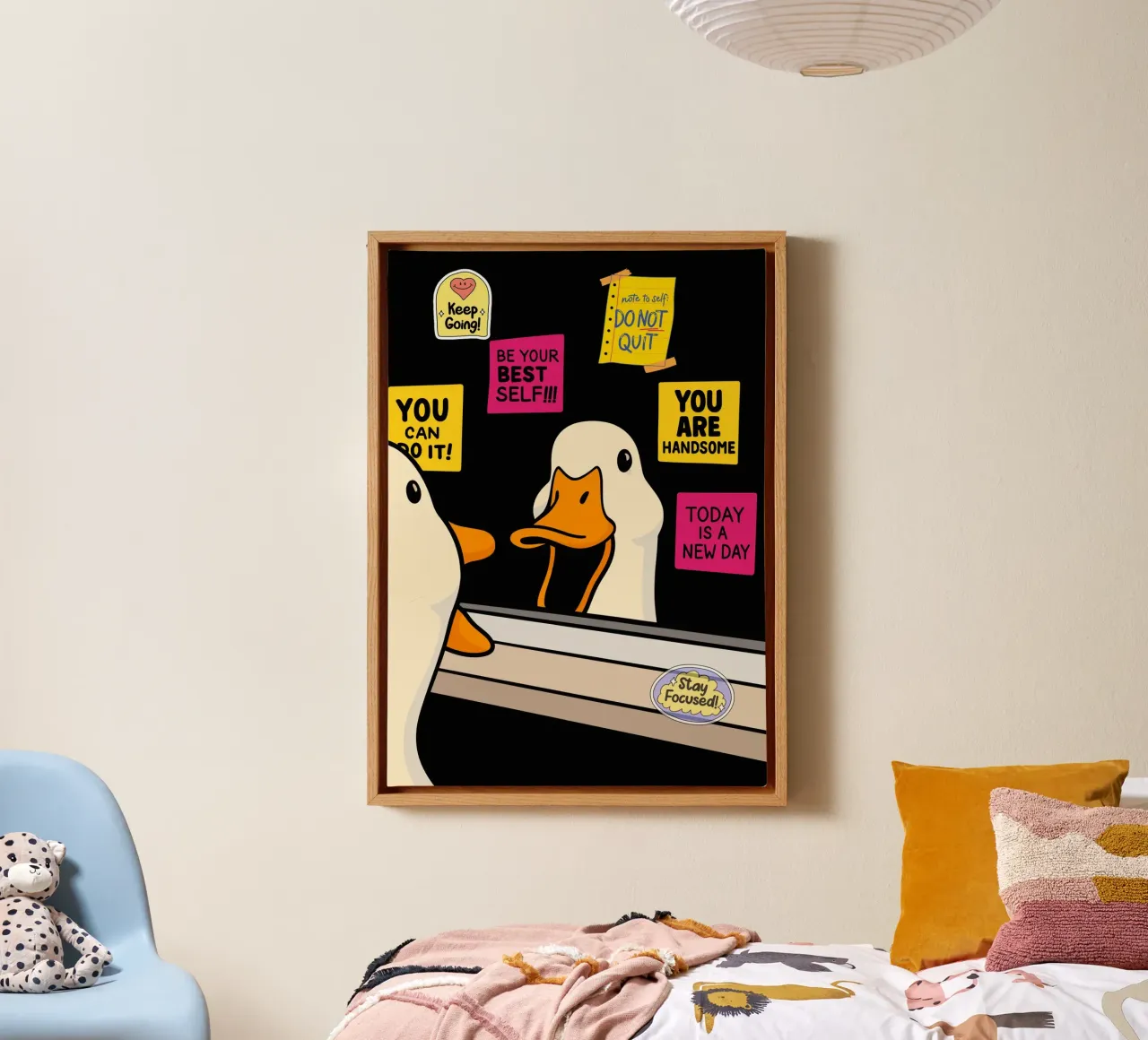 Motivational Duck Looking in Mirror tela da ramosashop