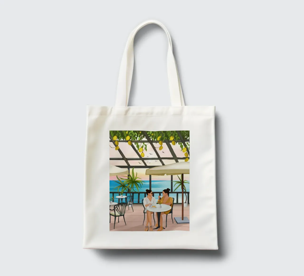 Beneath the Lemon Canopy borsa in juta da cityart