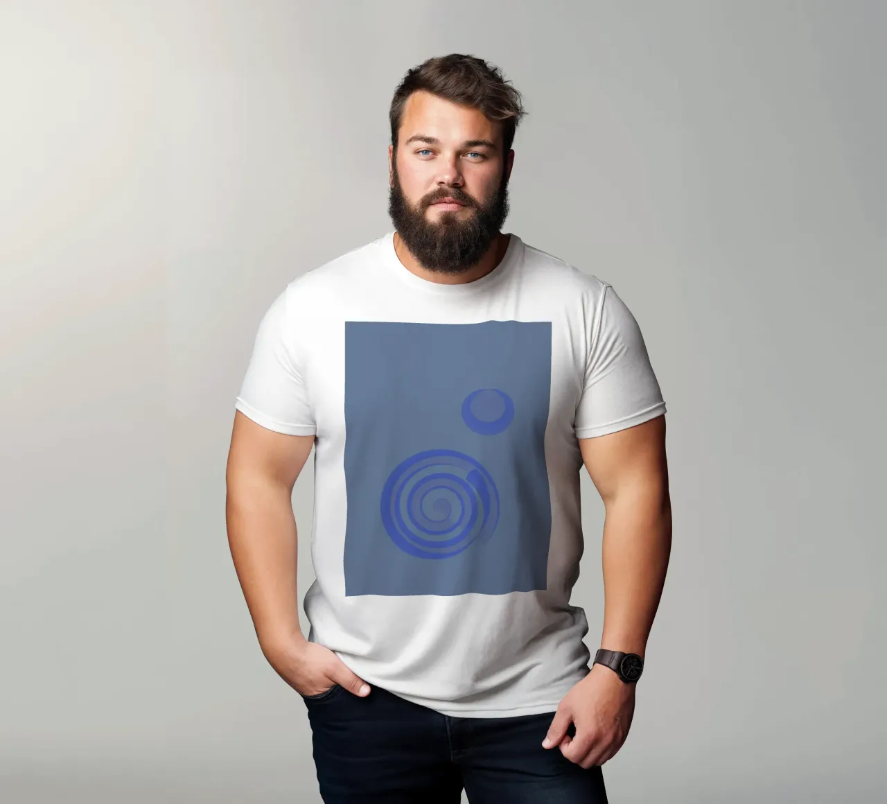 Abstract pattern with circles in blue and purple t-shirt by Something for you