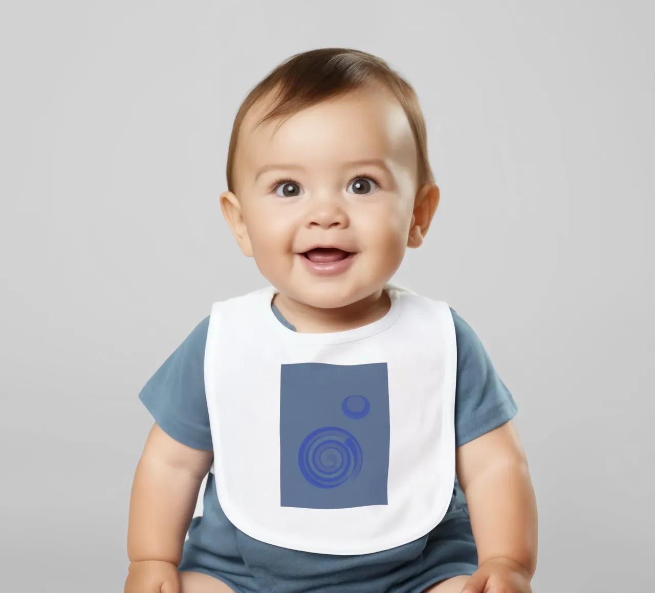 Abstract pattern with circles in blue and purple baby bib by Something for you