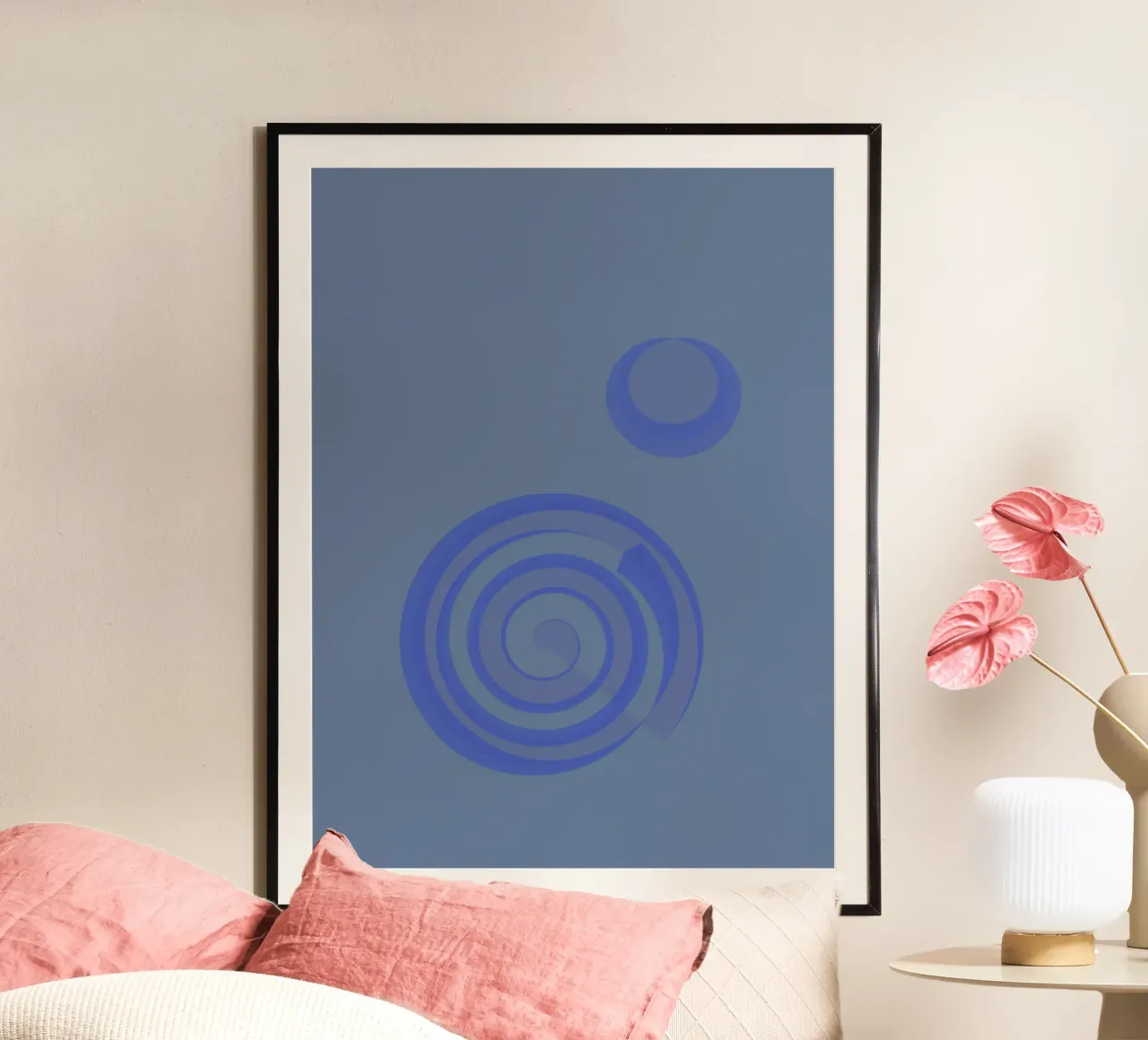Abstract pattern with circles in blue and purple hahnemühle by Something for you