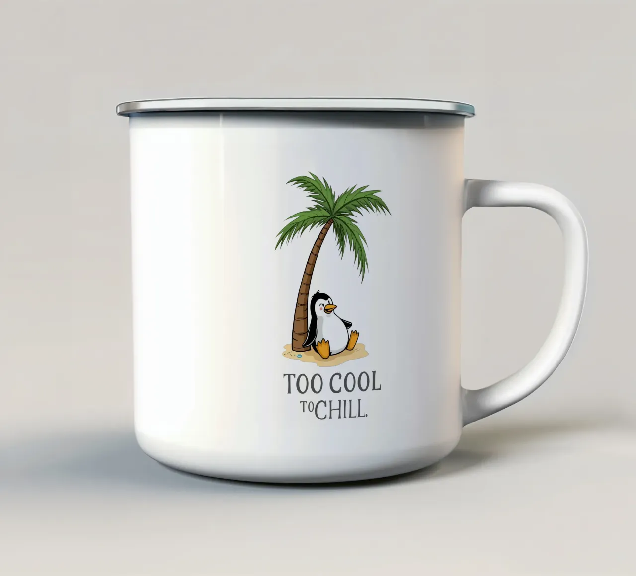 Pinguino sotto la palma tazza in smalto da DesignDoodle