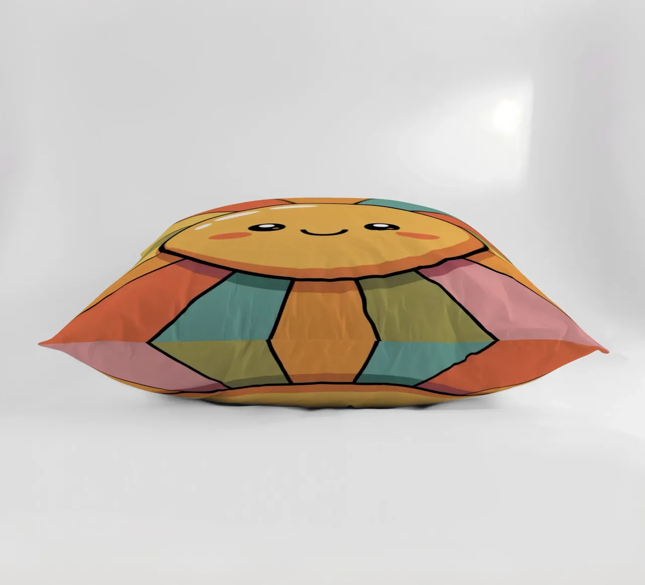 Illustrazione del sole sorridente con raggi retrò colorati cuscino da logic