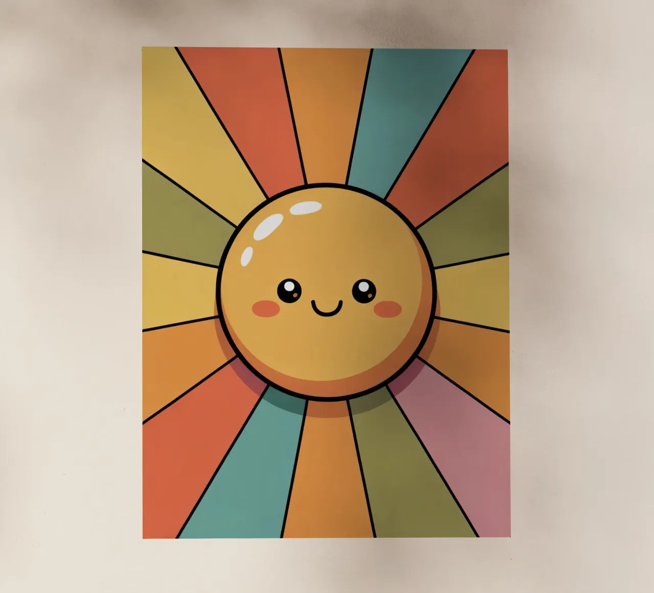 Illustrazione del sole sorridente con raggi retrò colorati pellicola backlit da logic