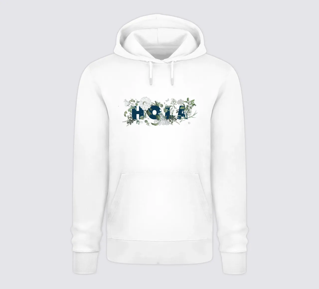 Hola Fiori e Insetti Blu Bianco felpa con cappuccio da Studio Frances M