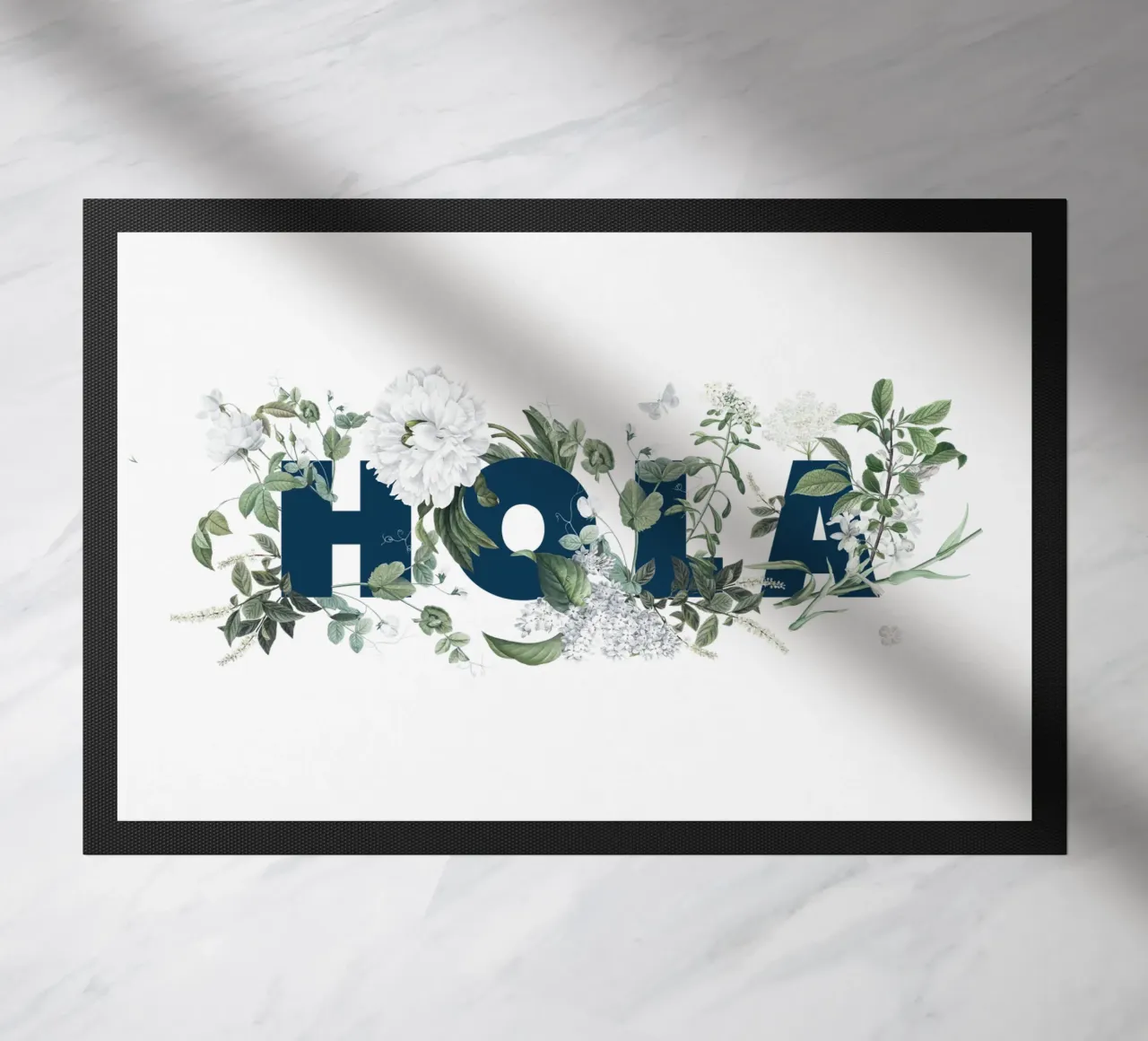 Hola Fiori e Insetti Blu Bianco zerbino da Studio Frances M