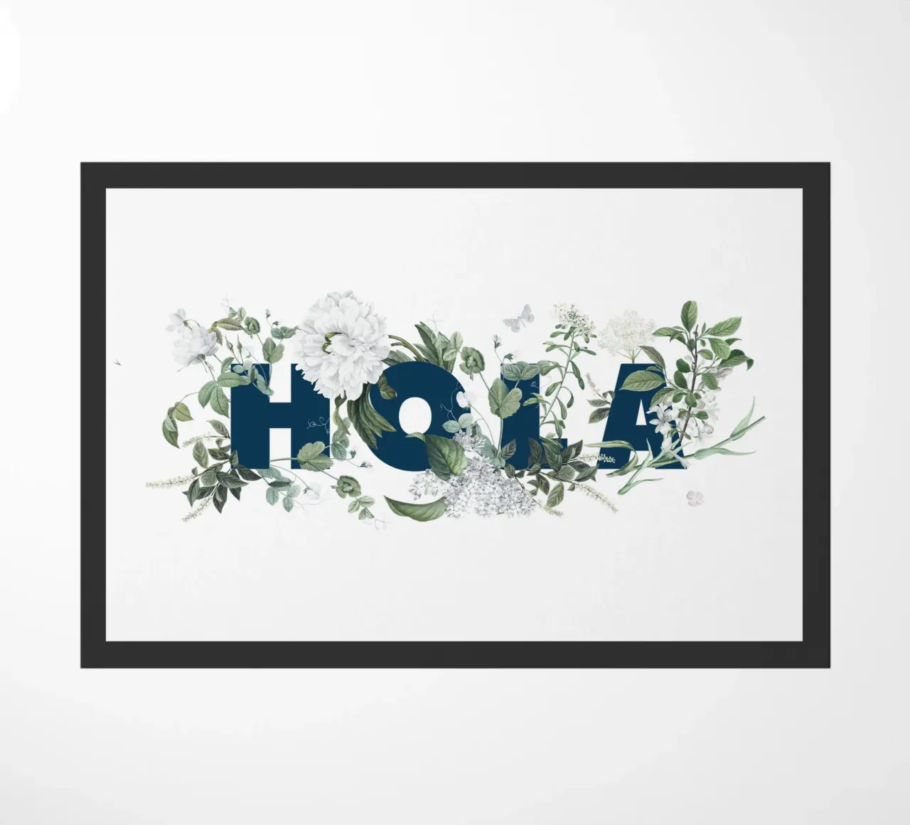 Hola Fiori e Insetti Blu Bianco zerbino da Studio Frances M