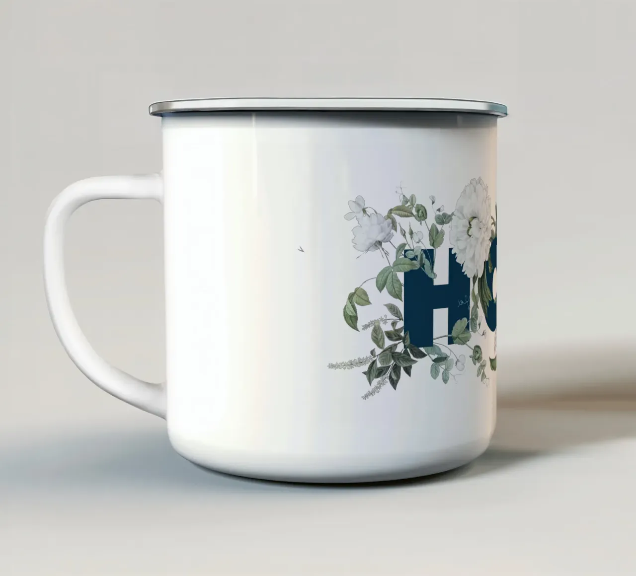 Hola Fiori e Insetti Blu Bianco tazza in smalto da Studio Frances M