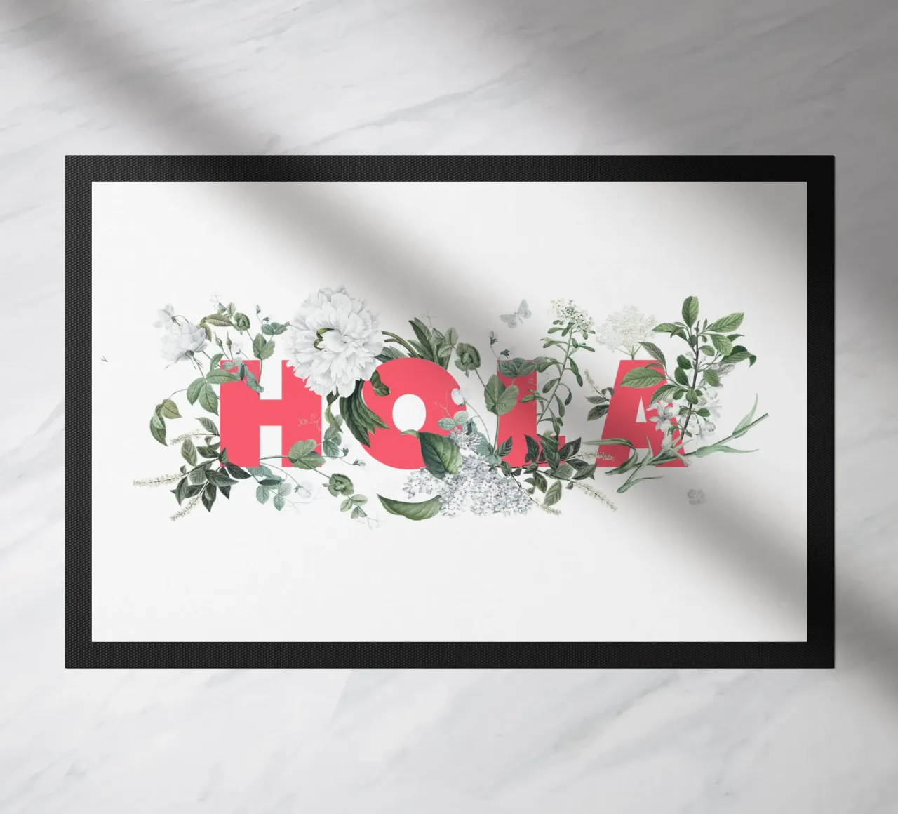 Hola Fiori e Insetti Rosso Bianco zerbino da Studio Frances M