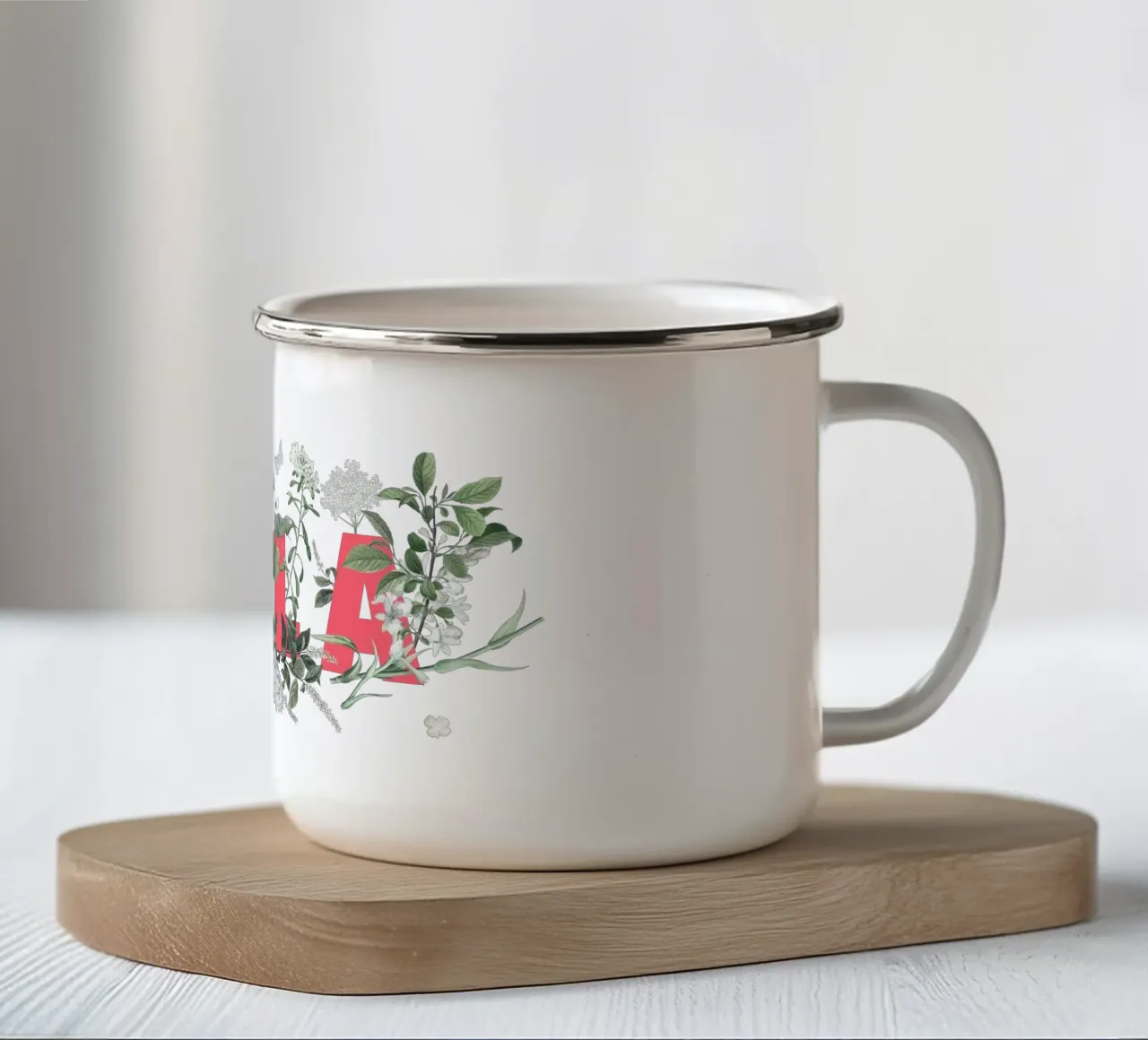 Hola Fiori e Insetti Rosso Bianco tazza in smalto da Studio Frances M