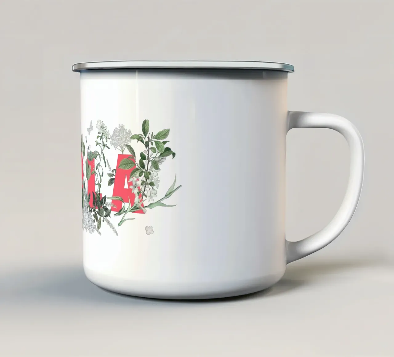 Hola Fiori e Insetti Rosso Bianco tazza in smalto da Studio Frances M