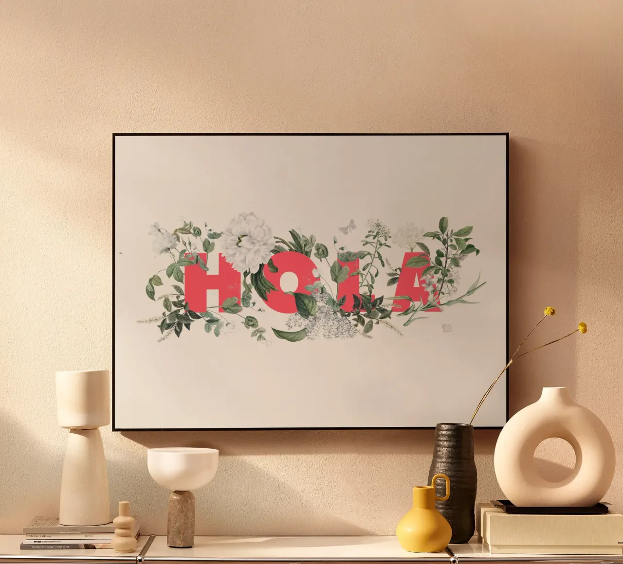 Hola Fiori e Insetti Rosso Bianco alluminio dibond da Studio Frances M