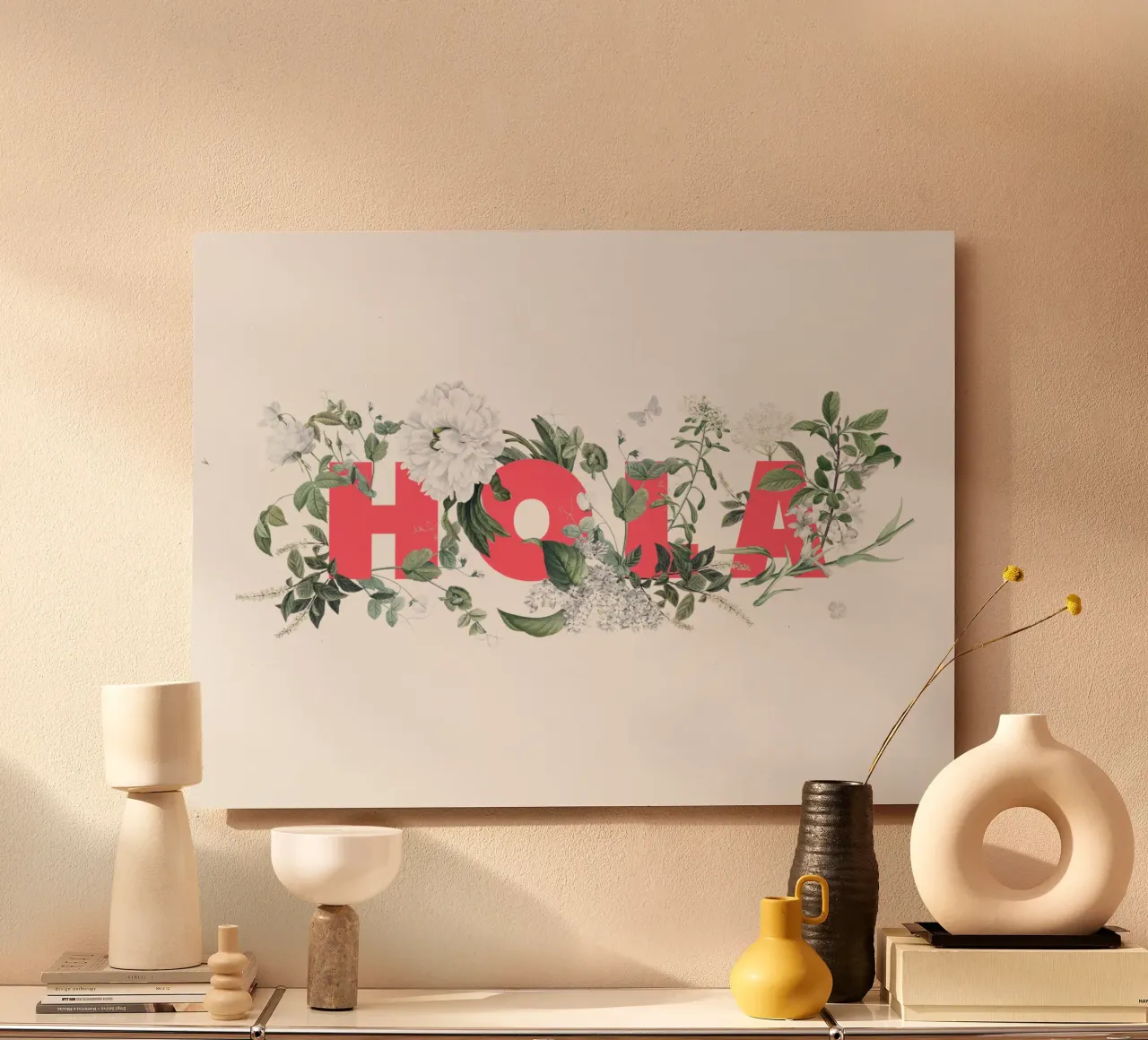 Hola Fiori e Insetti Rosso Bianco alluminio dibond da Studio Frances M