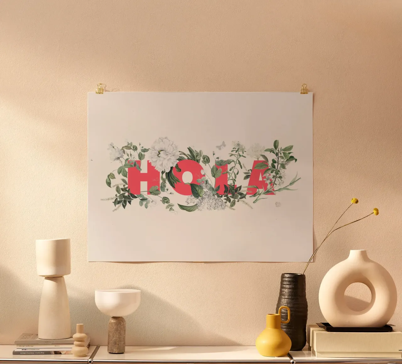 Hola Fiori e Insetti Rosso Bianco carta hahnemühle da Studio Frances M
