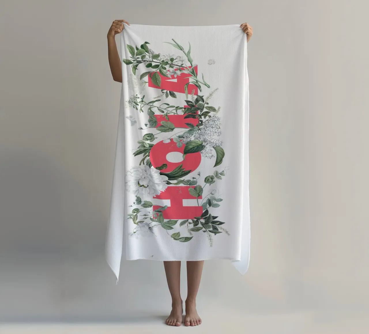 Hola Fiori e Insetti Rosso Bianco telo mare da Studio Frances M