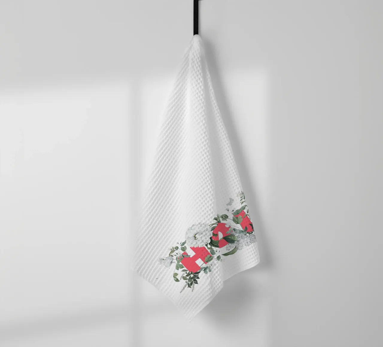 Hola Fiori e Insetti Rosso Bianco canovaccio da cucina da Studio Frances M