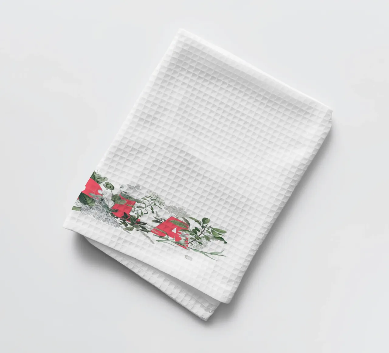 Hola Fiori e Insetti Rosso Bianco canovaccio da cucina da Studio Frances M