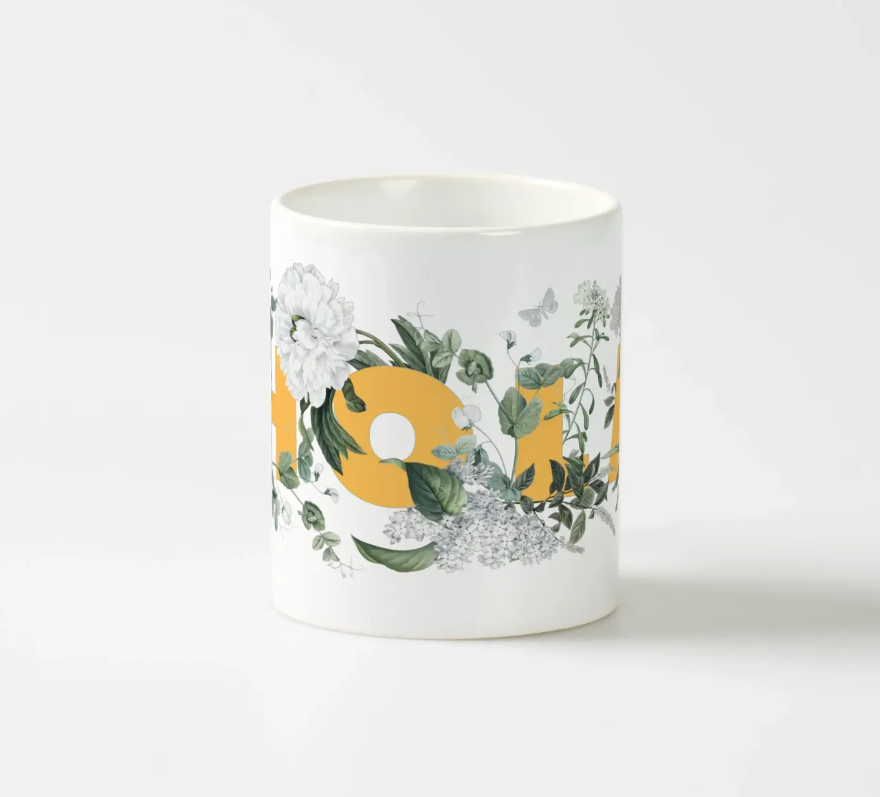 Hola Fiori e Insetti Giallo Bianco tazza in ceramica da Studio Frances M