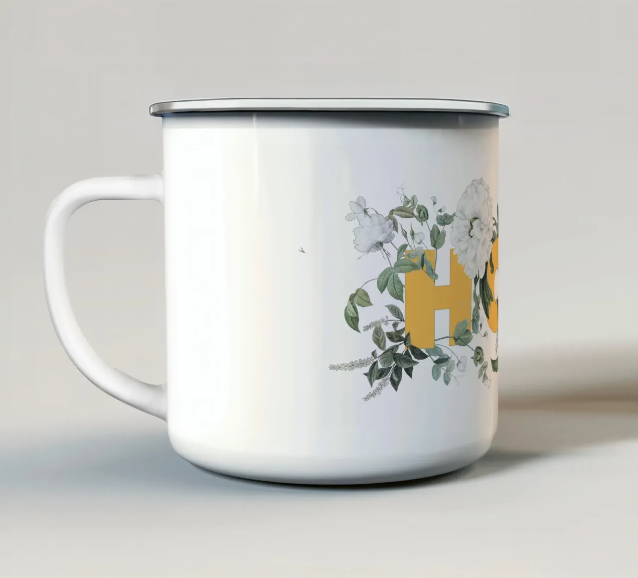 Hola Fiori e Insetti Giallo Bianco tazza in smalto da Studio Frances M