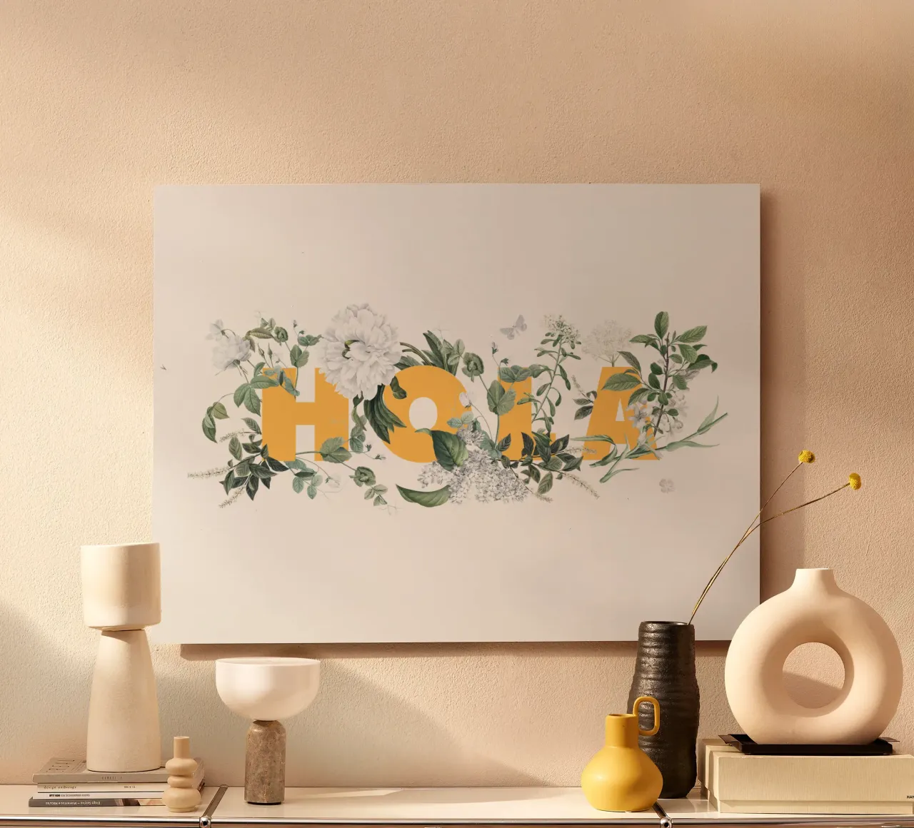 Hola Fiori e Insetti Giallo Bianco alluminio dibond da Studio Frances M