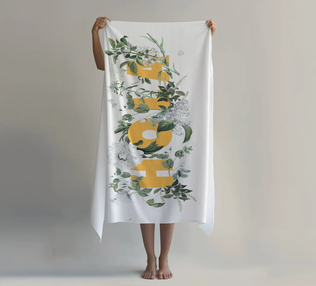 Hola Fiori e Insetti Giallo Bianco telo mare da Studio Frances M