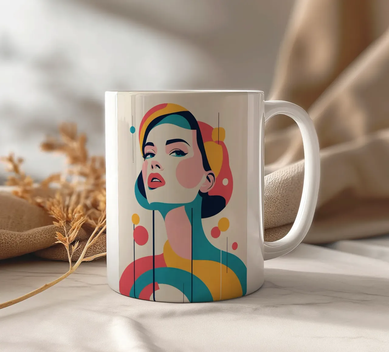 donna vettoriale pop art tazza in ceramica da LIFESTYLE OBJECTS