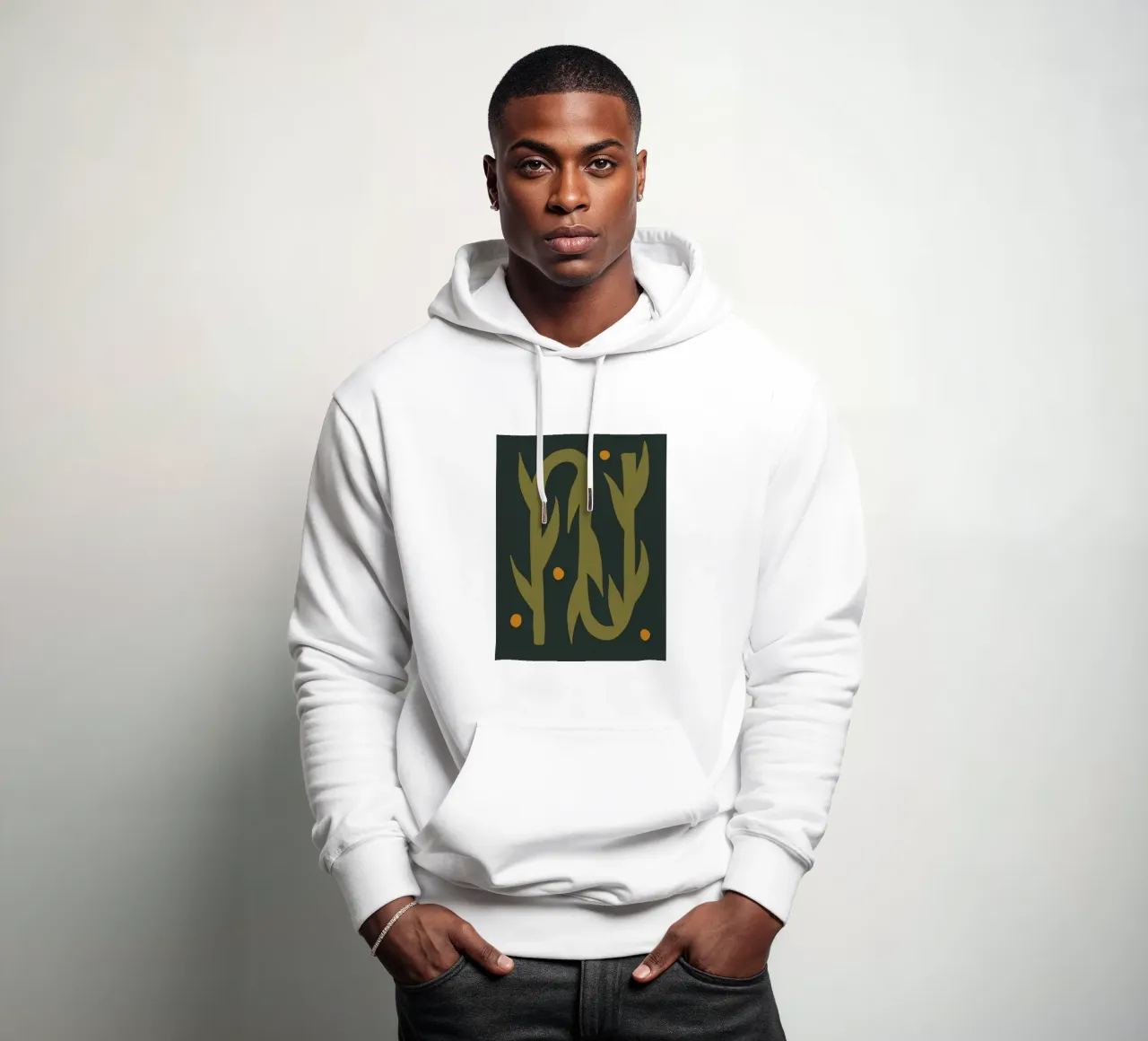 Feuille d'automne abstraite boho art vert noir jaune sweat à capuche de This Wild Soul - Illustration