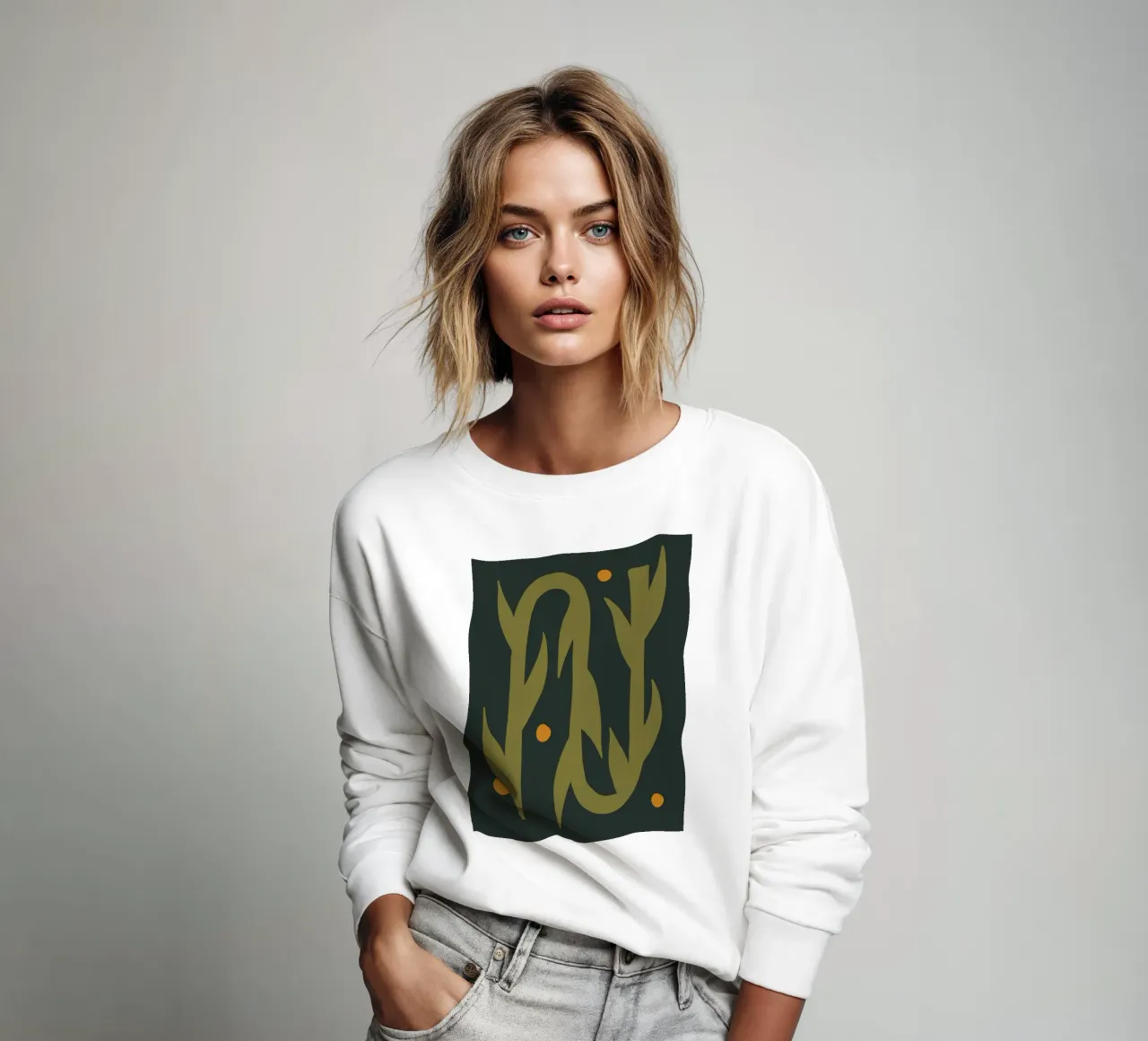 Feuille d'automne abstraite boho art vert noir jaune sweat de This Wild Soul - Illustration